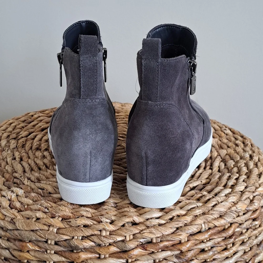 NWT Blondo Womens Giselle‎ Waterproof Gray Suede Sneaker Boots Zip Up S-8.5